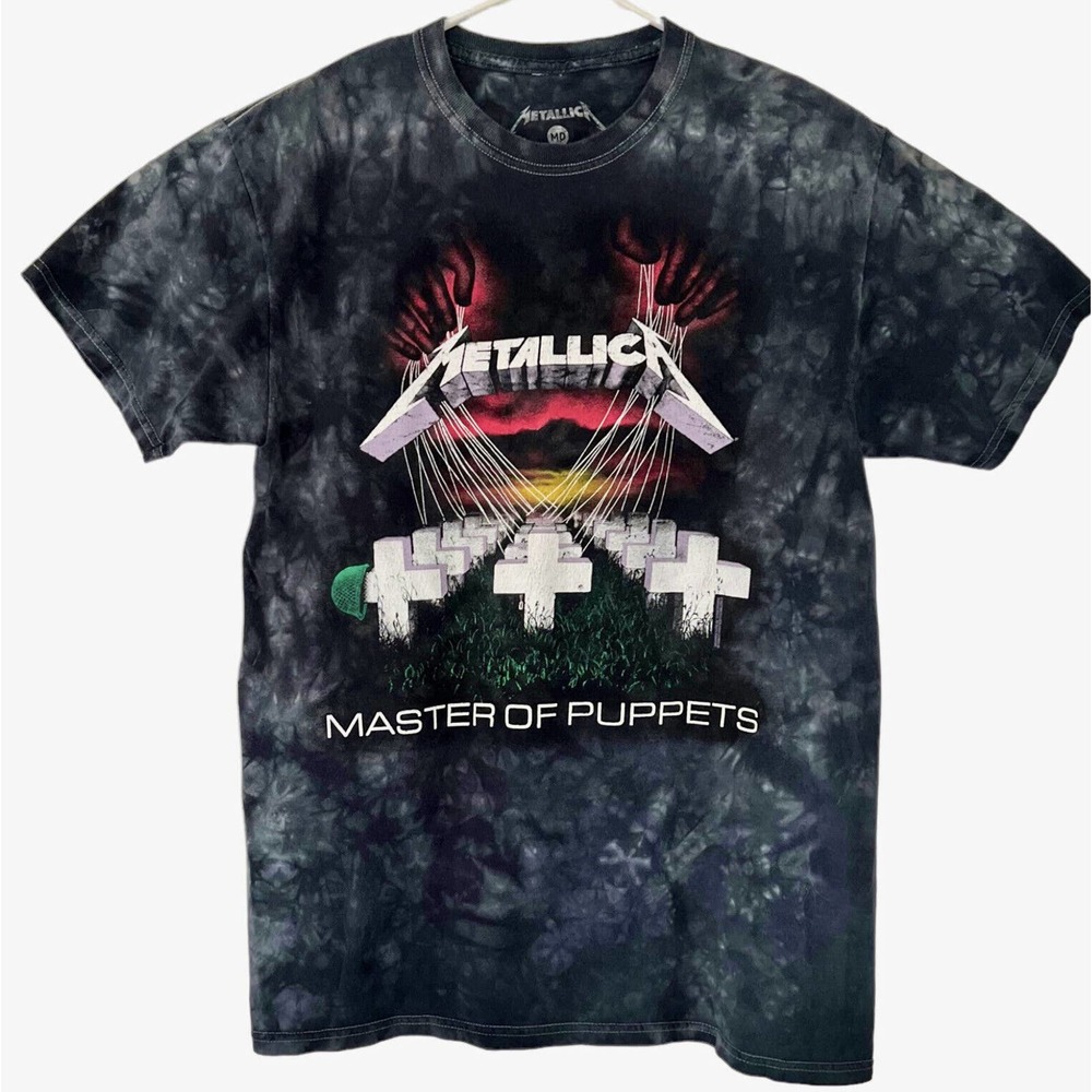 Metallica Shirt Men Size Medium Blue Tie-Dye Master of‎ Puppets Band Tee Unisex
